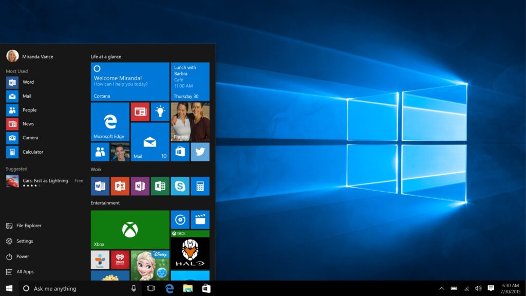 Área de trabalho do windows10 iso